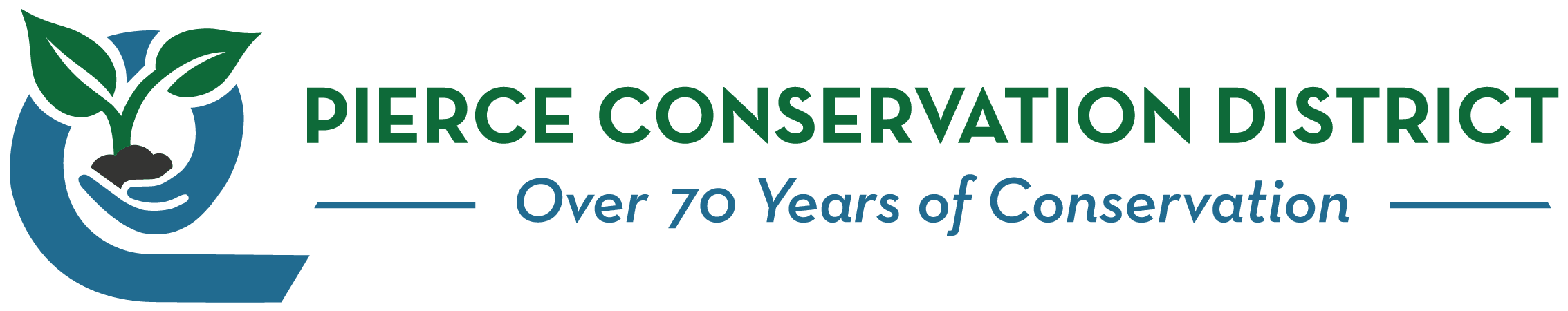 Pierce Conservation District logo with green and blue font